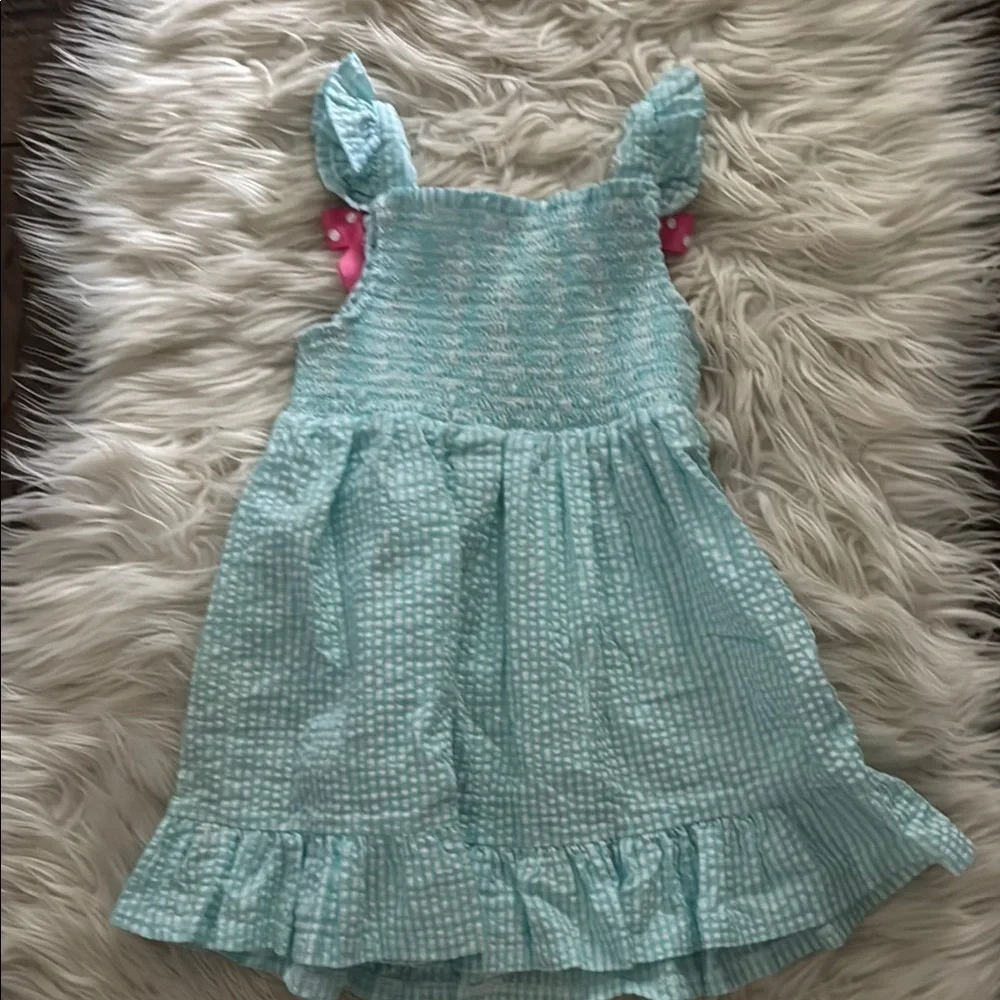 Charming Blue Dress with Pink Accents